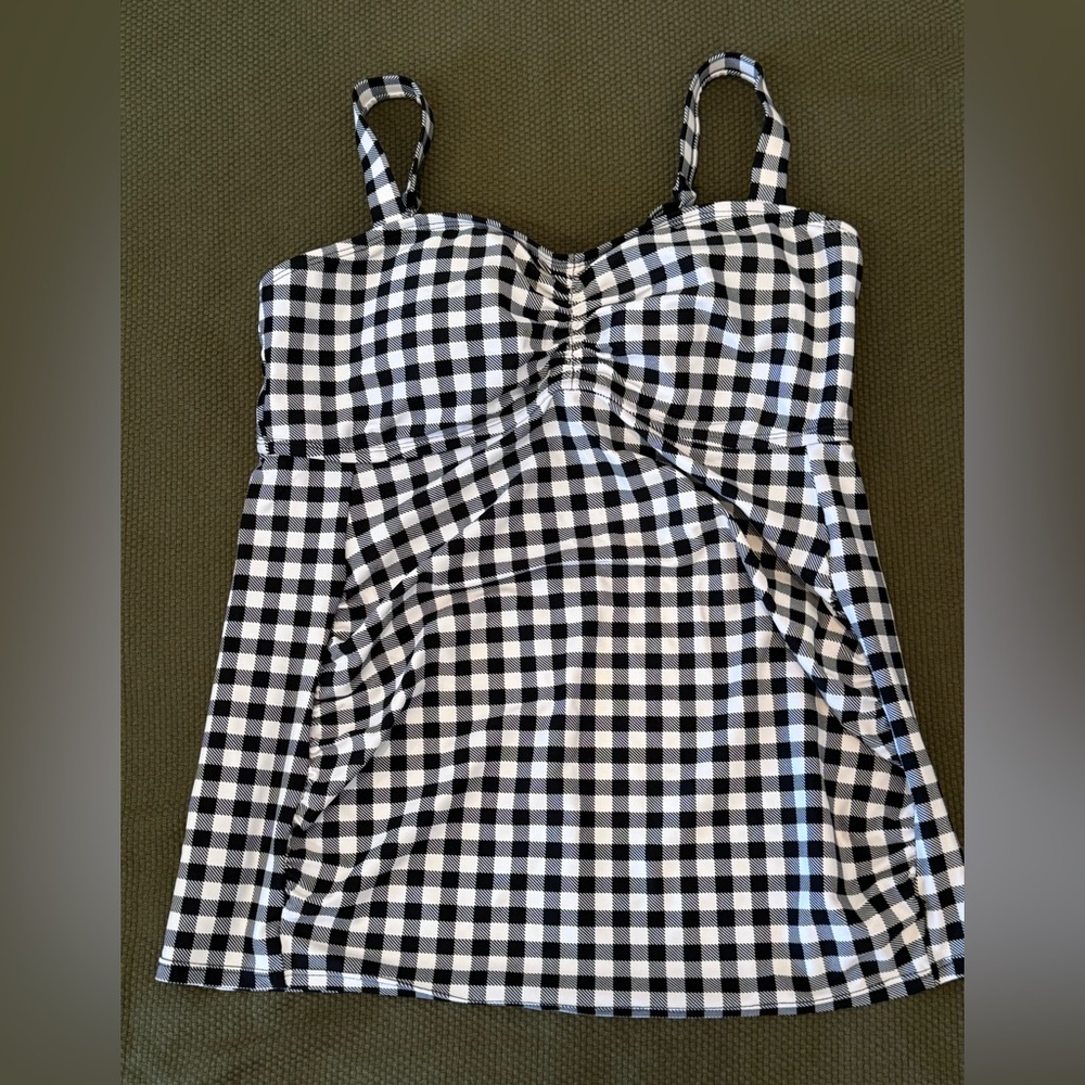 Motherhood Maternity Black and White Checkered Swim Tankini
